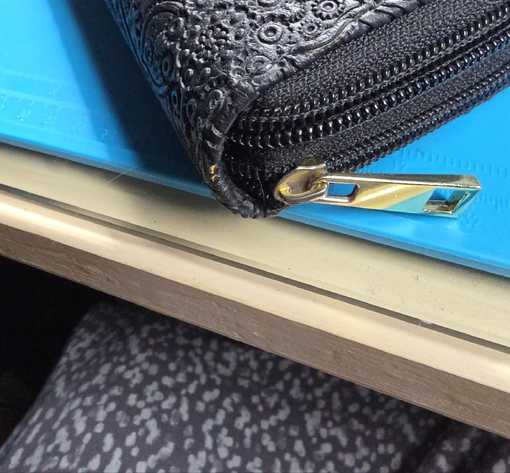 Stone Mountain Accessories Black Embossed Floral Zip Wallet with Gold Plaque - Picture 9 of 9